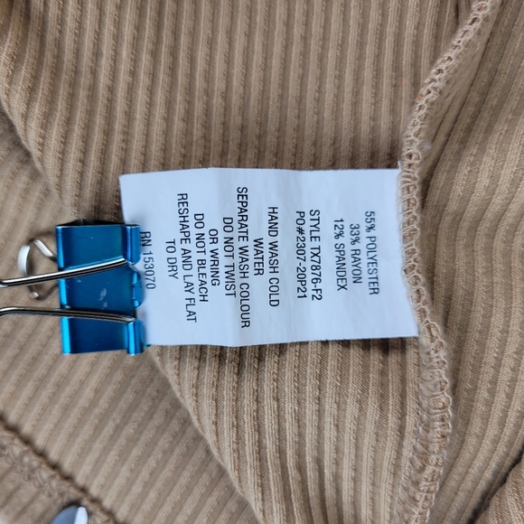 Popular 21 tan ribbed sleeveless crop top Y2K neutral knit minimalist grandma L - Picture 8 of 9